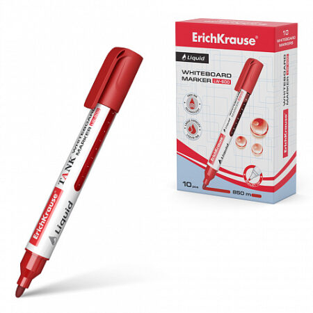 ERICHKRAUSE WHITE BOARD MARKER WITH LIQUID INK LW-600 RED 48776